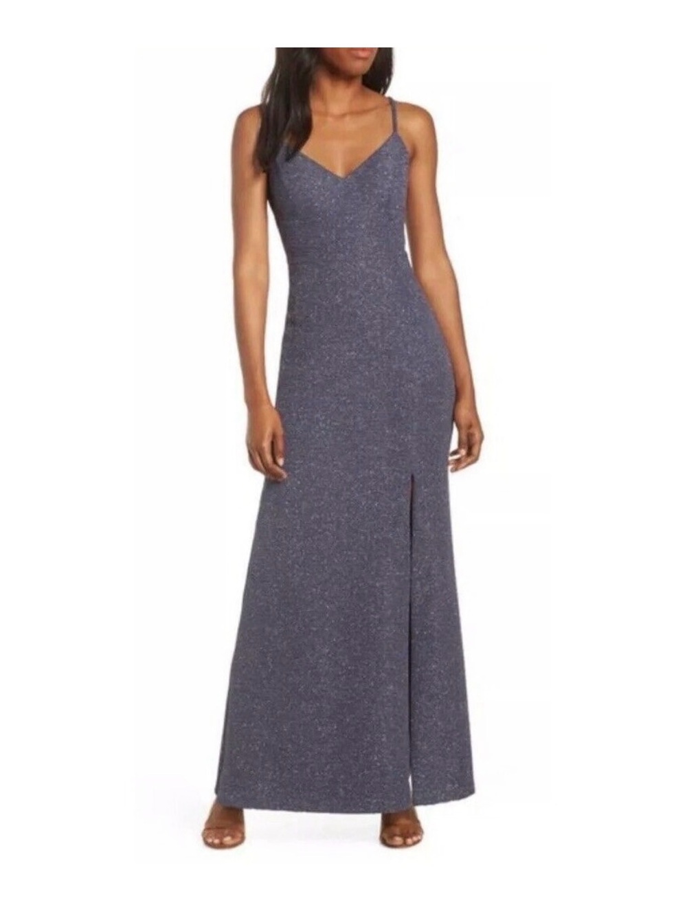Eliza J Dark Gray Sparkle Gown